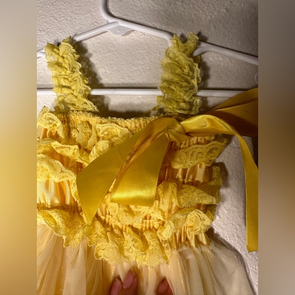 Yellow Spaghetti Strap Shabby Chic baby girl dress size small - Picture 6 of 9